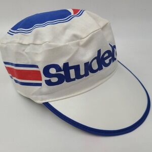 Vintage Studebaker Hat Fitted One Size White Blue Red Painters Cap Car Auto Men